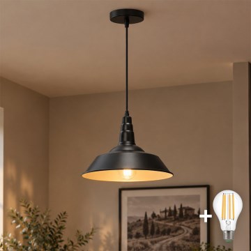 Aigostar - LED-riippuvalaisin vaijerilla 1xE27/60W/230V halkaisija 36 cm musta