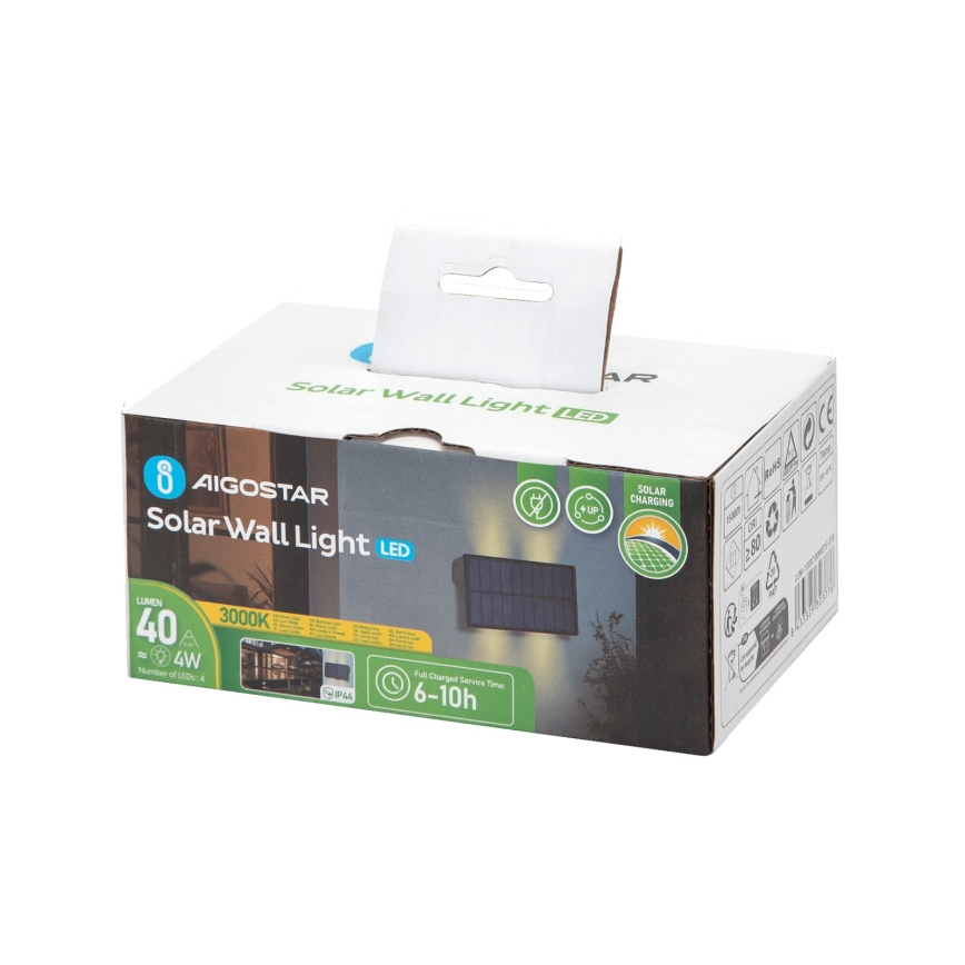 Aigostar - LED-seinäaurinkovalaisin LED/4W/5,5V 2700K IP44