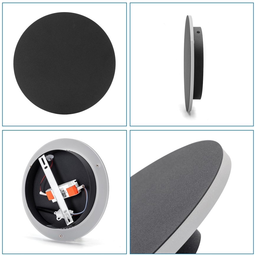 Aigostar - LED-seinävalaisin LED/12W/230V 3000K 25 cm musta