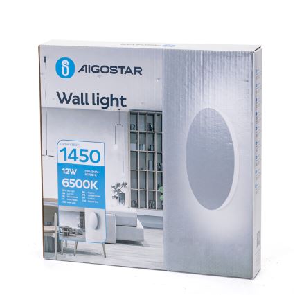 Aigostar - LED-seinävalaisin LED/12W/230V 6500K 25 cm valkoinen