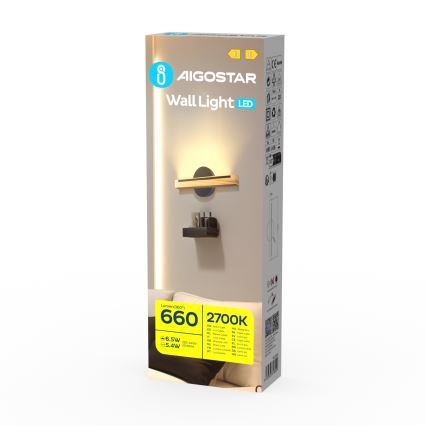 Aigostar - LED-seinävalaisin LED/6,5W/230V 2700K