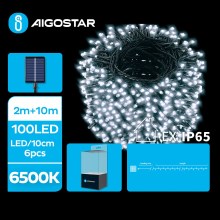 Aigostar - LED Solar Jouluketju 100xLED/8 toiminnot 12m IP65 kylmänvalkoinen