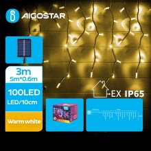 Aigostar - LED Solar Jouluketju 100xLED/8 toiminnot 8x0,6m IP65 lämpimänvalkoinen