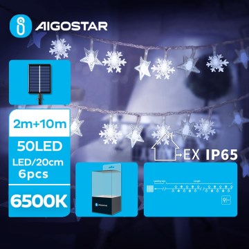 Aigostar - LED Solar Jouluketju 50xLED/8 toiminnot 12m IP65 kylmänvalkoinen