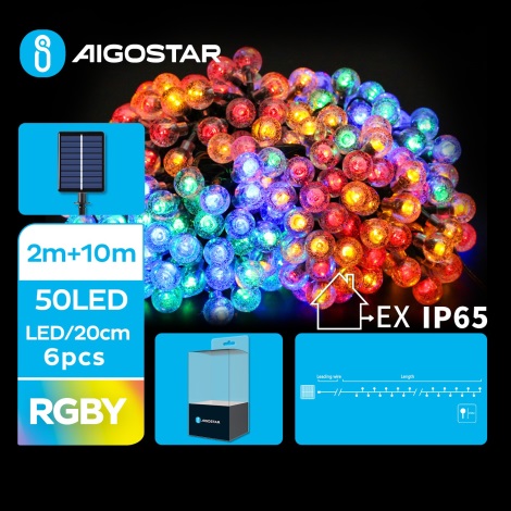 Aigostar - LED Solar koristeellinen ketju 50xLED/8 toiminnot 12m IP65 monivärinen