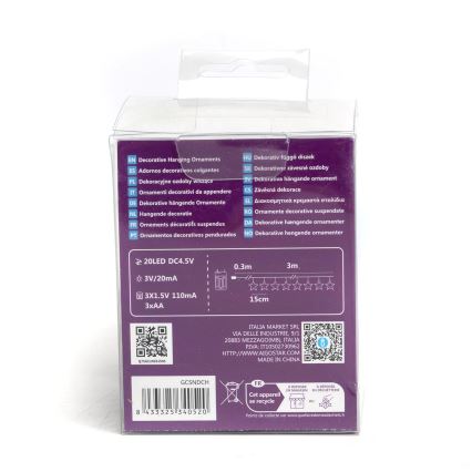 Aigostar - LED-tähtivalosarja 20xLED/3xAA 3,3m