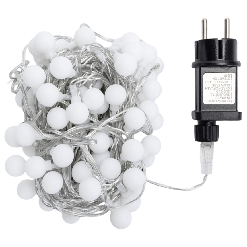 Aigostar - LED ulkokoristevaloketju 100xLED/8 toimintoa 10m IP44 kylmänvalkoinen