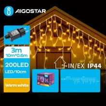 Aigostar - LED-ulkojouluketju 200xLED/8 toiminnot 13x0,6m IP44 lämpimänvalkoinen