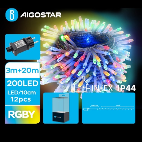 Aigostar - LED-ulkojouluketju 200xLED/8 toiminnot 23m IP44 monivärinen