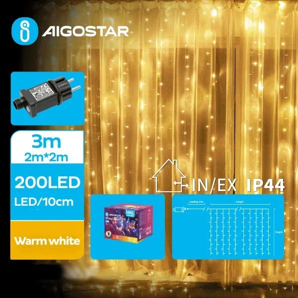 Aigostar - LED-ulkojouluketju 200xLED/8 toiminnot 5x2m IP44 lämpimänvalkoinen