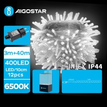Aigostar - LED-ulkojouluketju 400xLED/8 toiminnot 43m IP44 kylmänvalkoinen