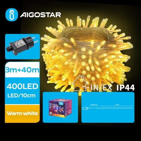 Aigostar - LED-ulkojouluketju 400xLED/8 toiminnot 43m IP44 lämpimänvalkoinen