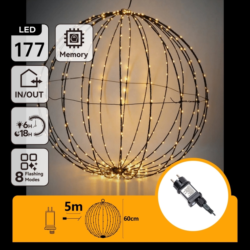 Aigostar - LED-ulkojoulukoriste 177xLED/3,6W/230V 60 cm IP44 lämmin valkoinen