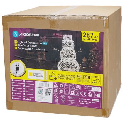 Aigostar - LED-ulkokoriste 3,6W/31/230V 2700K 120 cm IP44 lumiukko