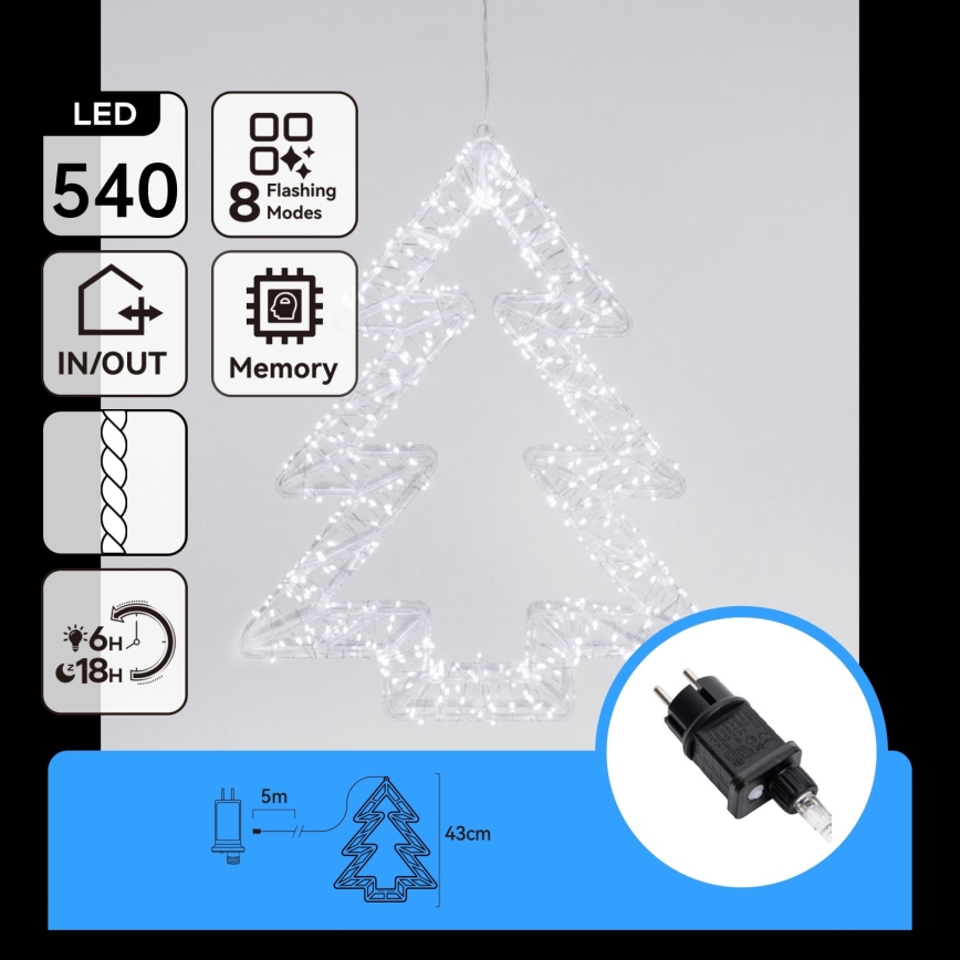 Aigostar - LED-ulkojoulukoriste 540 LEDiä/6W/230V IP44 kylmänvalkoinen 45 cm
