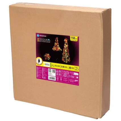 Aigostar - LED-ulkojoulukuusi 150xLED 1,8m IP44 punainen/kultainen lämmin valkoinen