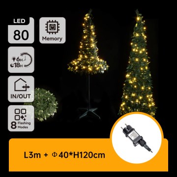 Aigostar - LED-ulkojoulukuusi 80 LED, 1,2 m, IP44, vihreä, lämmin valkoinen