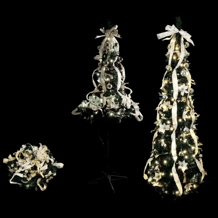 Aigostar - LED-ulkojoulukuusi 80xLED 1,2 m IP44 valkoinen/kultainen, kylmänvalkoinen