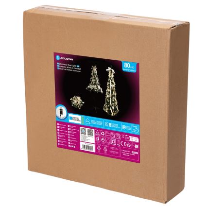 Aigostar - LED-ulkojoulukuusi 80xLED 1,2 m IP44 valkoinen/kultainen, kylmänvalkoinen