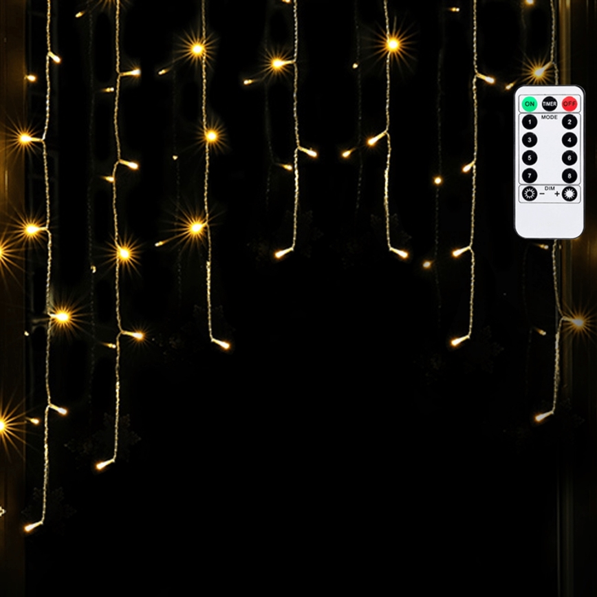 Aigostar - LED-ulkovalosarja 200xLED/6W/230V/8 toimintoa 3x1m IP44 lämmin valkoinen + kaukosäädin