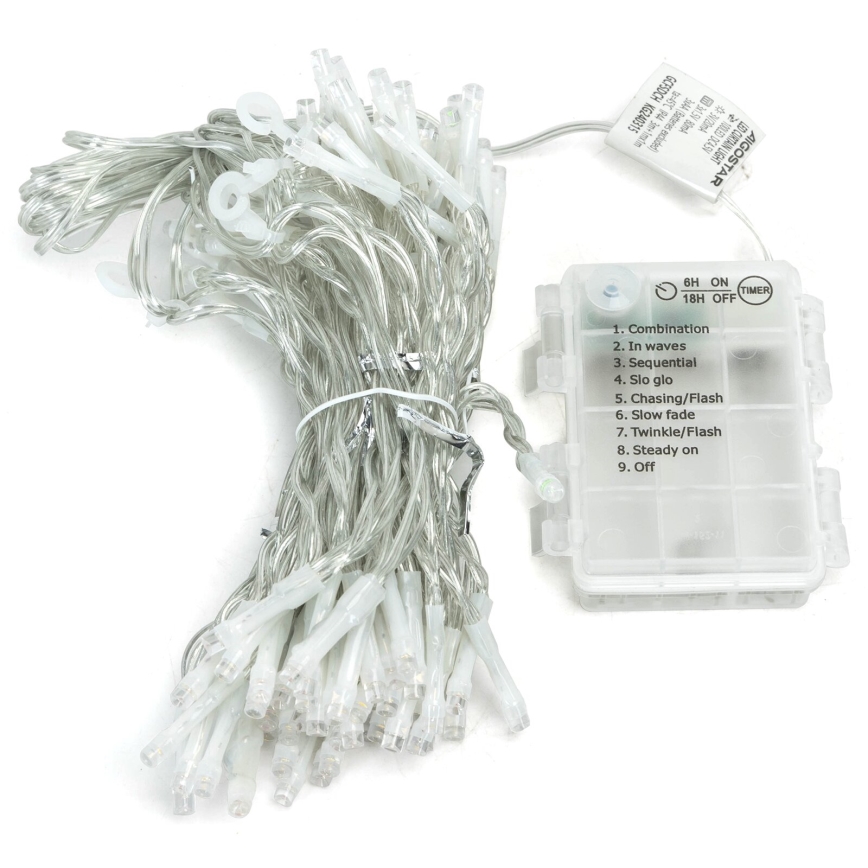 Aigostar - LED-ulkojouluvaloketju 200xLED/8 toimintoa 3xAA 5x2m IP44 lämmin valkoinen