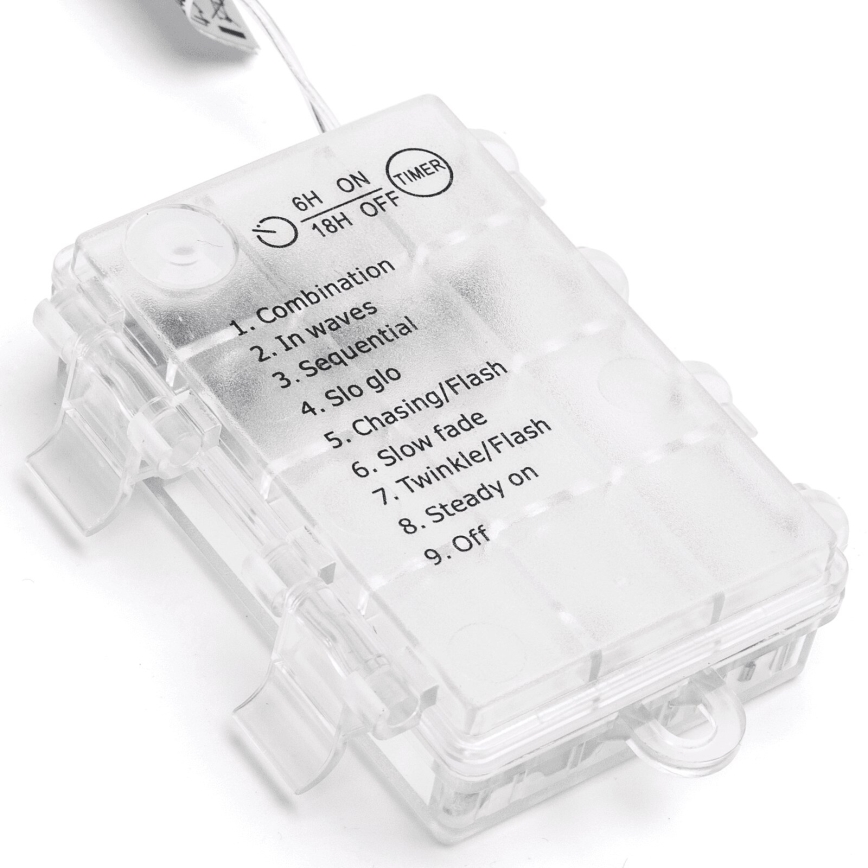 Aigostar - LED-ulkojouluvaloketju 200xLED/8 toimintoa 3xAA 5x2m IP44 lämmin valkoinen