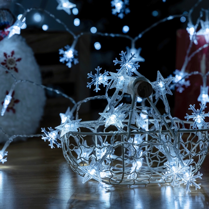 Aigostar - LED-ulkovalosarja 25xLED/8 toimintoa 3xAA 2,5 m IP44 kylmänvalkoinen