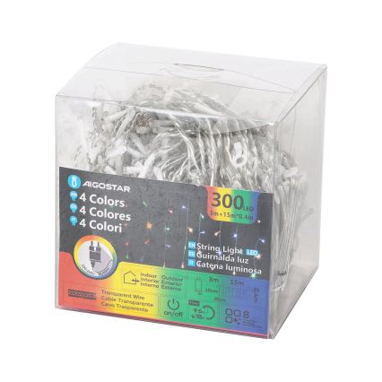 Aigostar - LED-ulkojouluvaloketju 300xLED/8 toimintoa 18x0,4m IP44 monivärinen