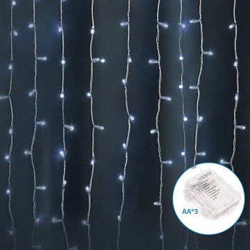 Aigostar - LED ulkojouluvaloketju 300xLED/8 toimintoa 3xAA 6x2m IP44 kylmänvalkoinen