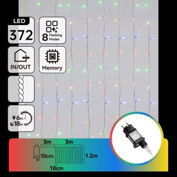 Aigostar - LED-ulkojouluvaloketju 372xLED/8 toimintoa 6x1,2m IP44 monivärinen