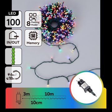 Aigostar - LED-ulkojouluvalosarja 100 LED/8 toimintoa 13 m IP44 monivärinen