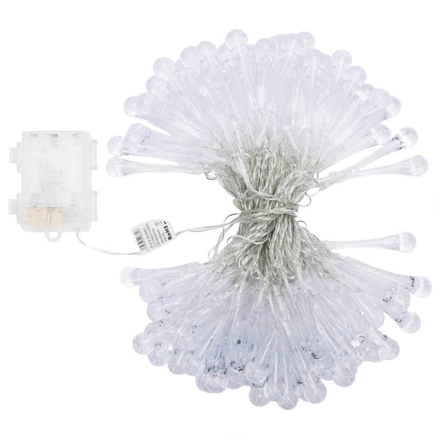 Aigostar - LED-ulkojouluvalosarja 100×LED, 8 toimintoa, 3×AA, 10 m, IP44, lämminvalkoinen, pisarat