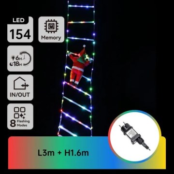 Aigostar - LED-ulkojouluvalosarja 154xLED/8 toimintoa 1,6m IP44 monivärinen