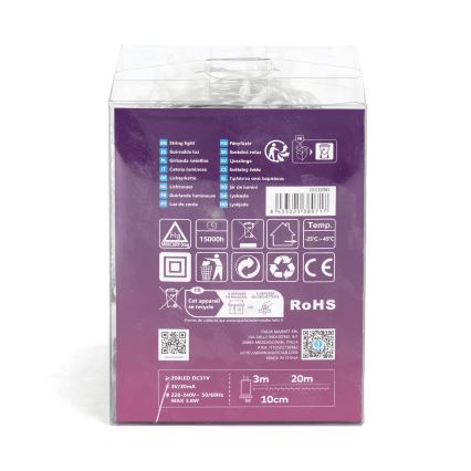 Aigostar - LED-ulkojouluvalosarja 200 LED/8 toimintoa 23 m IP44 kylmänvalkoinen