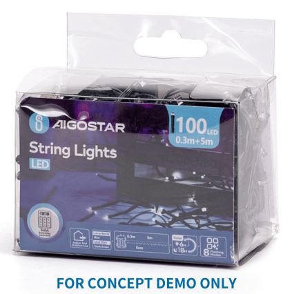 Aigostar - LED-ulkojouluvalosarja 200 LED/8 toimintoa 3xAA 10,3 m IP44 vaaleanpunainen