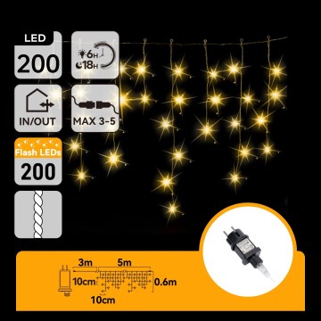 Aigostar - LED-ulkojouluvalosarja 200xLED 8x0,6m IP44 lämmin valkoinen