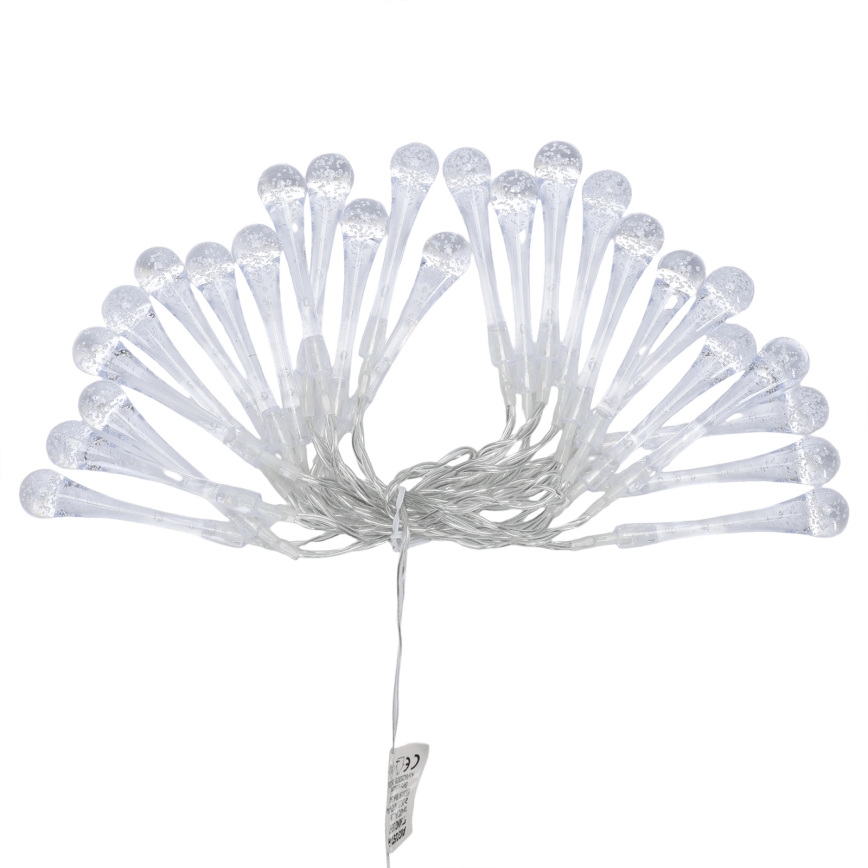 Aigostar - LED-ulkovalosarja 25xLED/8 toimintoa 3xAA 2,5 m IP44 lämmin valkoinen pisarat