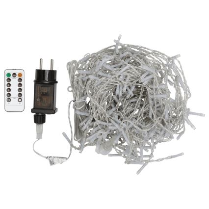 Aigostar - LED-ulkojouluvaloketju 300xLED/8 toimintoa 3x1m IP44 kylmänvalkoinen + kaukosäädin