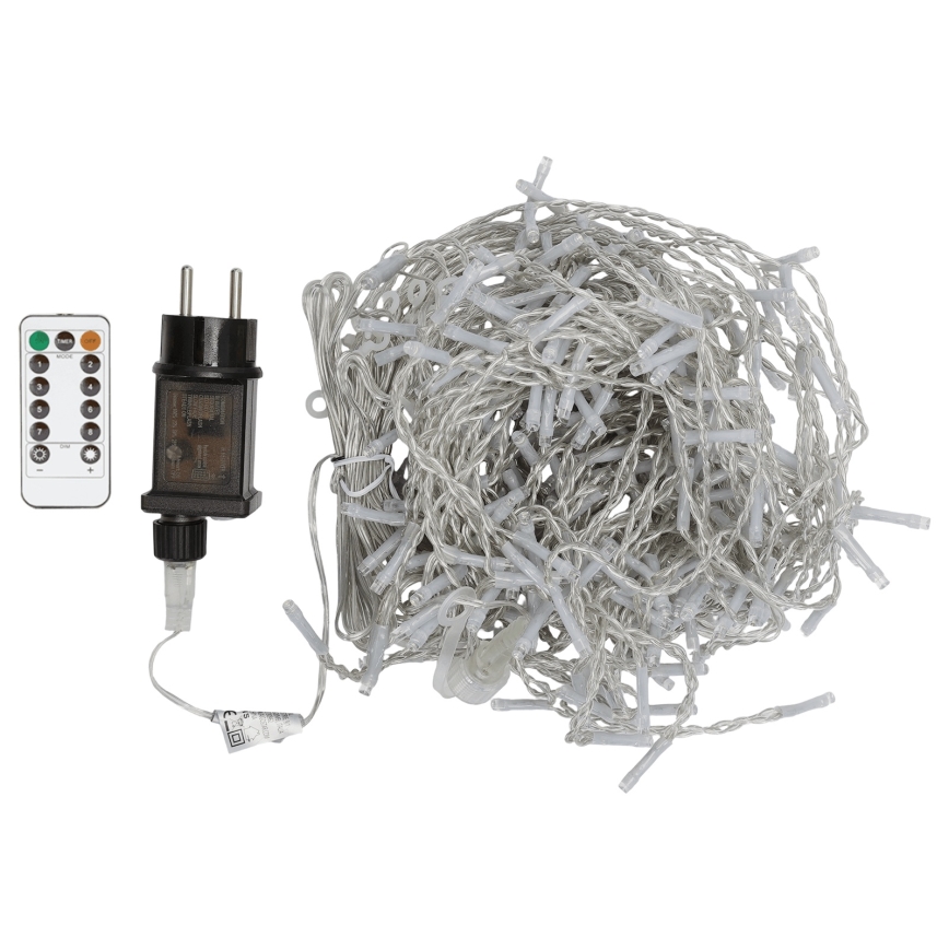 Aigostar - LED-ulkojouluvaloketju 300xLED/8 toimintoa 3x1m IP44 kylmänvalkoinen + kaukosäädin