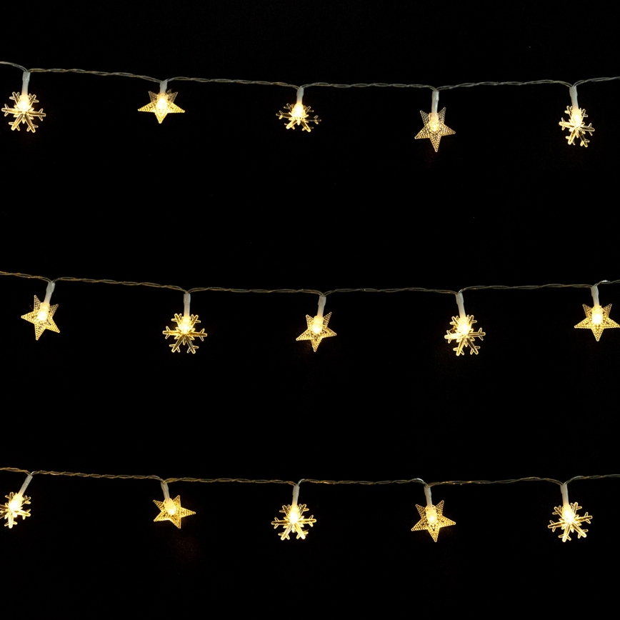 Aigostar - LED-ulkovalosarja 50xLED/8 toimintoa 3xAA 5m IP44 lämmin valkoinen tähdet