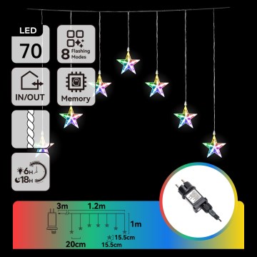 Aigostar - LED-ulkojouluvalosarja 70xLED/8 toimintoa 4,2x1m IP44 monivärinen