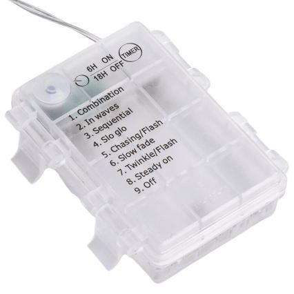 Aigostar-LED Ulkokäyttöinen jouluketju 100xLED/8 toimintoa 3xAA 8x0,4m IP44 monivärinen