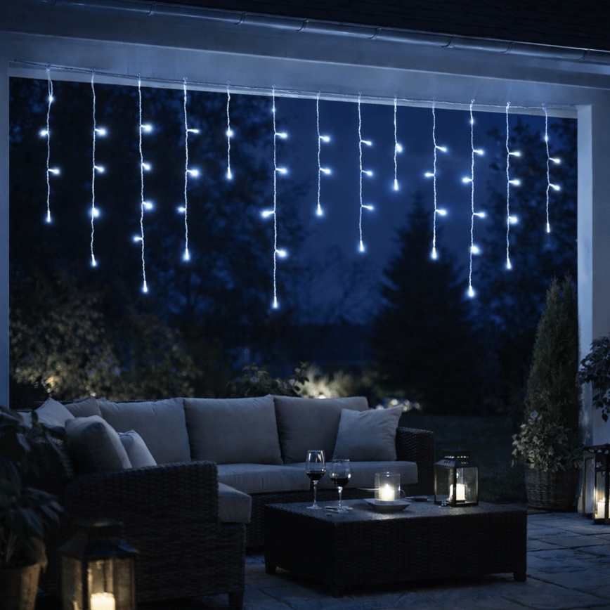 Aigostar - LED-ulkokäyttöinen joulukoristevaloketju 300xLED/8 toimintoa 3xAA 18x0,6 m IP44 kylmänvalkoinen