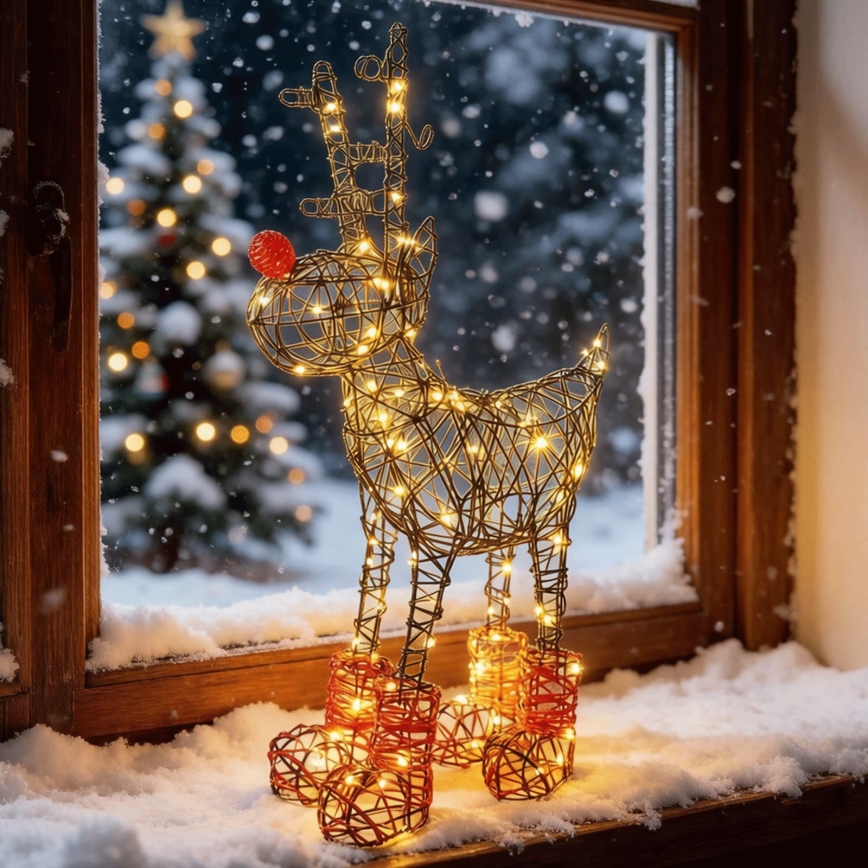 Aigostar - LED ulkokäyttöinen joulukoriste 140xLED/8 toimintoa 0,6 m IP44 lämmin valkoinen poro
