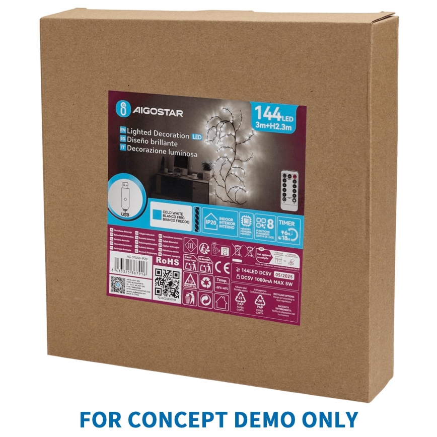 Aigostar - LED ulkokäyttöinen joulukoriste 540xLED/6W/230V 43 cm IP44 kylmänvalkoinen kuun muotoinen