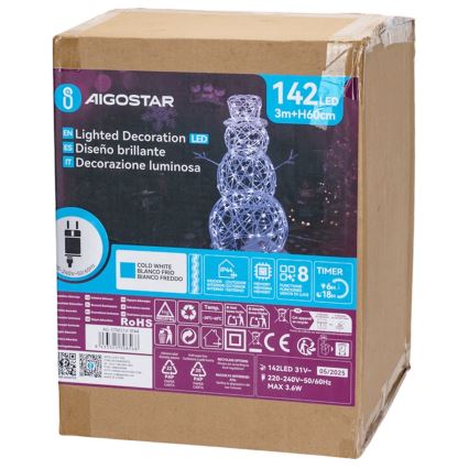 Aigostar - LED Ulkokäyttöinen joulukoriste LED/3,6W/31/230V 6500K 60 cm IP44 lumiukko