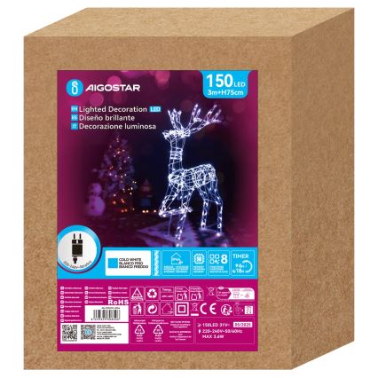 Aigostar - LED-ulkoinen joulukoriste LED/3,6W/31/230V 6500K 75 cm IP44 poro