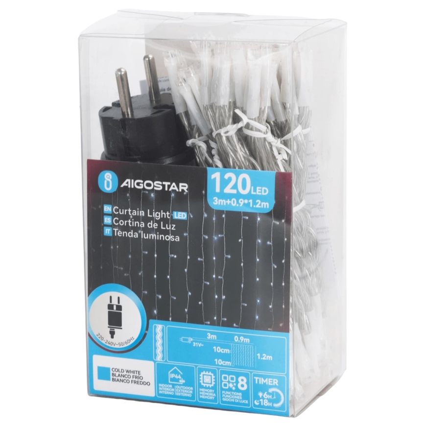 Aigostar - LED-ulkovaloketju 120xLED/8 toimintoa 3,9x1,2m IP44 kylmänvalkoinen