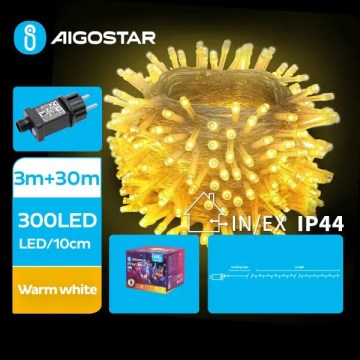 Aigostar - LED-ulkokäyttöinen joulukoristevalosarja 300 LED/8 toimintoa, 33 m, IP44, lämmin valkoinen