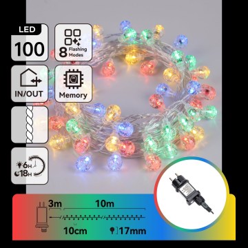 Aigostar - LED ulkokäyttöinen jouluköynnös 100xLED/8 toimintoa 13m IP44 monivärinen